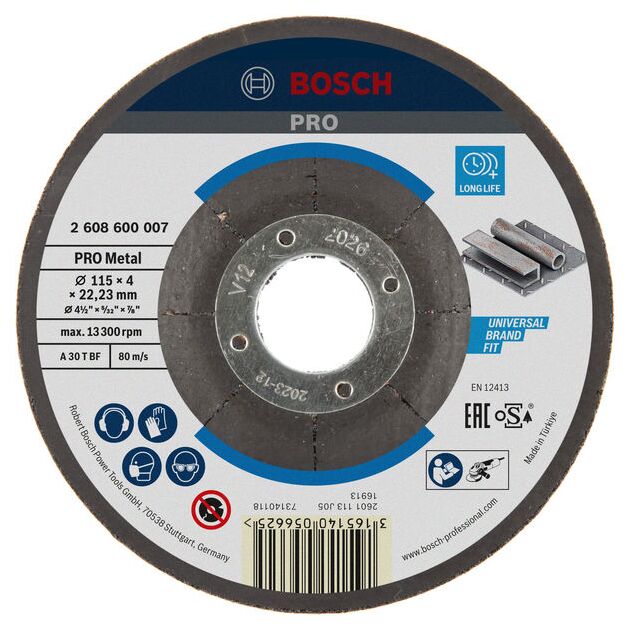 Армований шліфувальний диск PRO Metal, 115 x 4 x 22,23 мм Bosch, фото  | SNABZHENIE.com.ua