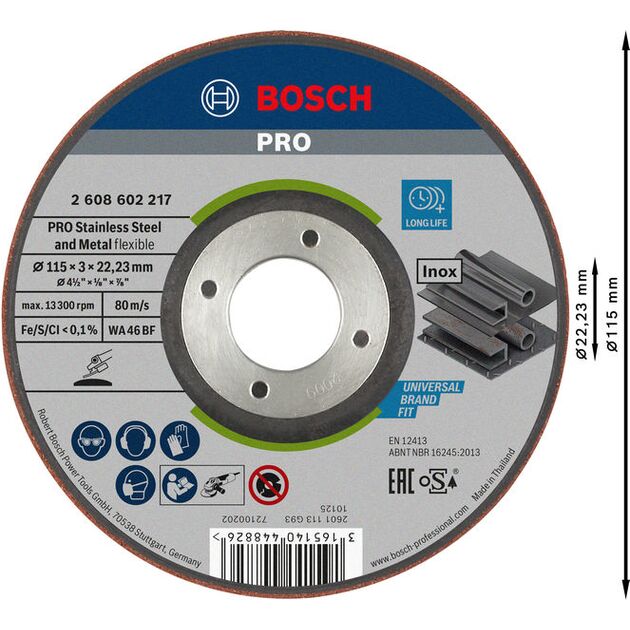 Шліфувальний диск PRO Semi-Flexible, 115 x 3 x 22,23 мм Bosch, фото , изображение 2 | SNABZHENIE.com.ua