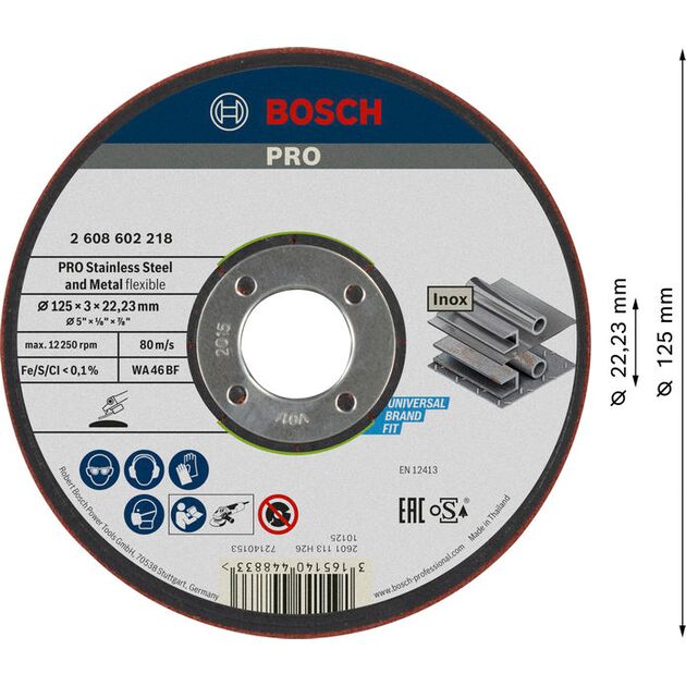 Шліфувальний диск PRO Semi-Flexible, 125 x 3 x 22,23 мм Bosch, фото , изображение 2 | SNABZHENIE.com.ua