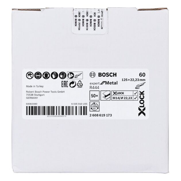 Волокнисті шліфувальні круги X-LOCK, Ø125 мм, G 60, R444, Expert for Metal, 1 шт. Bosch, фото , изображение 2 | SNABZHENIE.com.ua