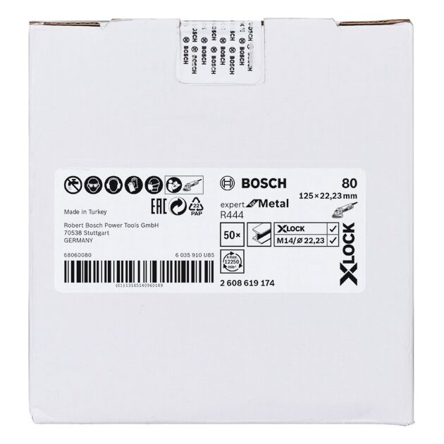 Волокнисті шліфувальні круги X-LOCK, Ø125 мм, G 80, R444, Expert for Metal, 1 шт. Bosch, фото , изображение 2 | SNABZHENIE.com.ua