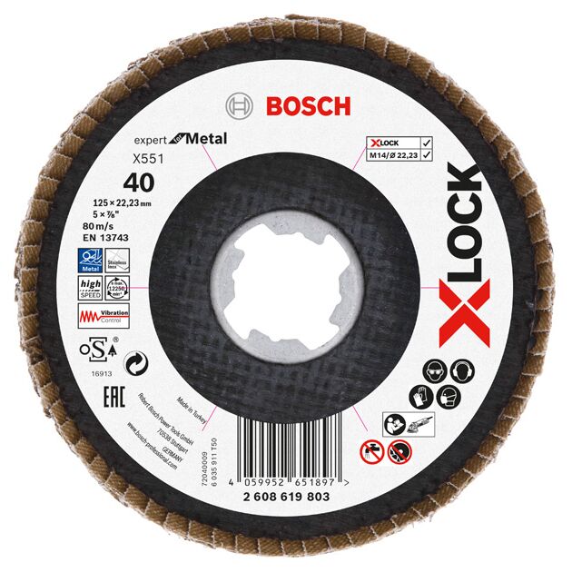 Пелюстковий шліфувальний диск X-LOCK X551 Expert for Metal Bosch, фото  | SNABZHENIE.com.ua
