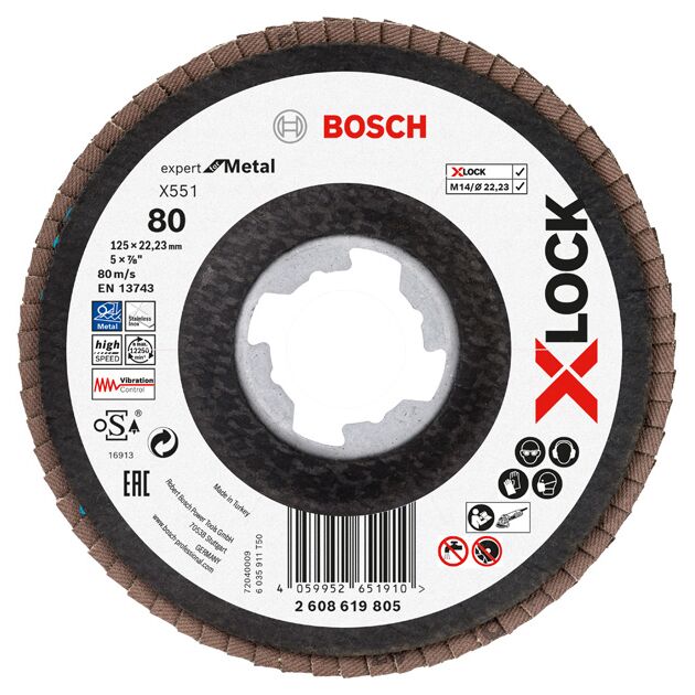 Пелюстковий шліфувальний диск X-LOCK X551 Expert for Metal Bosch, фото  | SNABZHENIE.com.ua