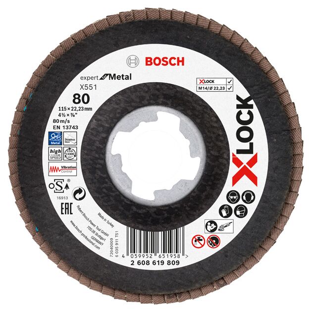 Пелюстковий шліфувальний диск X-LOCK X551 Expert for Metal Bosch, фото  | SNABZHENIE.com.ua