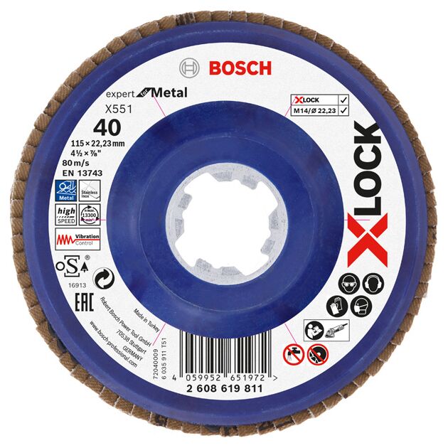 Пелюстковий шліфувальний диск X-LOCK X551 Expert for Metal Bosch, фото  | SNABZHENIE.com.ua