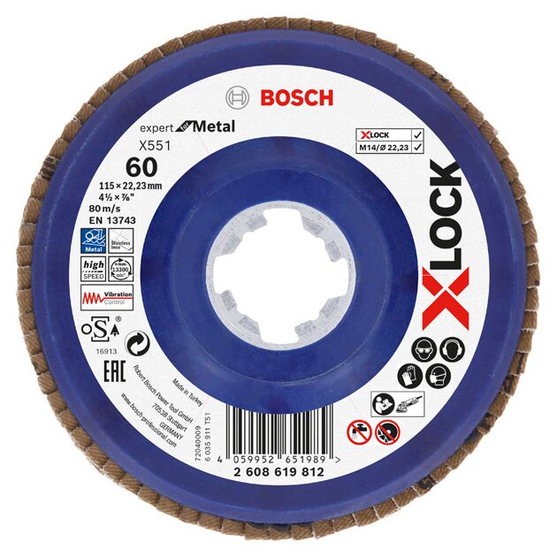 Пелюстковий шліфувальний диск X-LOCK X551 Expert for Metal Bosch, фото  | SNABZHENIE.com.ua