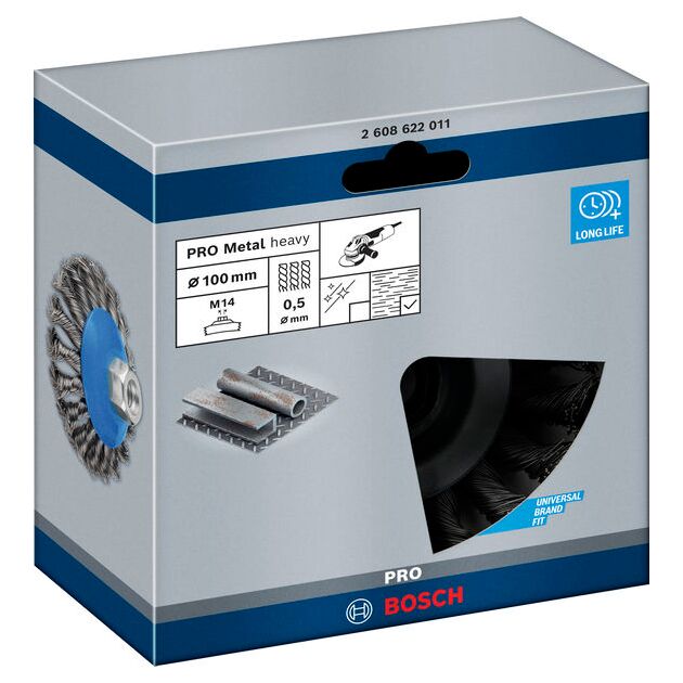 Щітка крацовка PRO Metal heavy, 100 x 0,5 мм, з різьбою Bosch, фото , зображення 2 | SNABZHENIE.com.ua