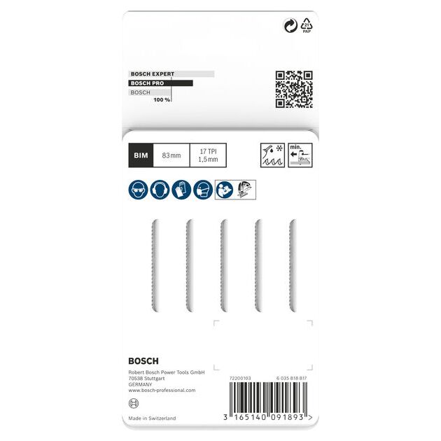 Полотно для лобзиків PRO Metal Curve T118EOF, 83 мм, 5 шт. Bosch, фото , изображение 3 | SNABZHENIE.com.ua