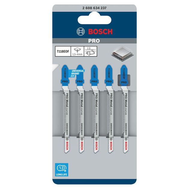 Полотно для лобзиків PRO Metal Curve T118EOF, 83 мм, 5 шт. Bosch, фото , изображение 2 | SNABZHENIE.com.ua
