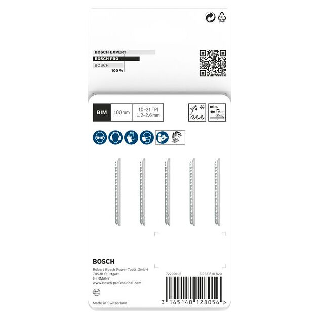 Полотно для лобзиків PRO Metal Thick and Thin T123XF, 100 мм, 5 шт. Bosch, фото , изображение 3 | SNABZHENIE.com.ua