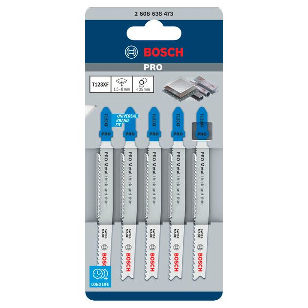 Полотно для лобзиків PRO Metal Thick and Thin T123XF, 100 мм, 5 шт. Bosch, фото , изображение 2 | SNABZHENIE.com.ua