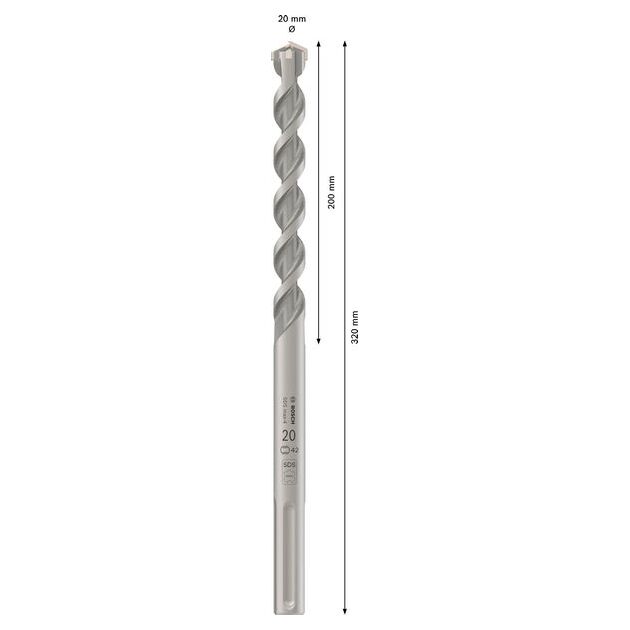 Ударне свердло PRO SDS max-4, 20 x 200 x 320 мм Bosch, фото , изображение 3 | SNABZHENIE.com.ua