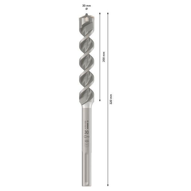 Ударне свердло PRO SDS max-4, 30 x 200 x 320 мм Bosch, фото , изображение 3 | SNABZHENIE.com.ua