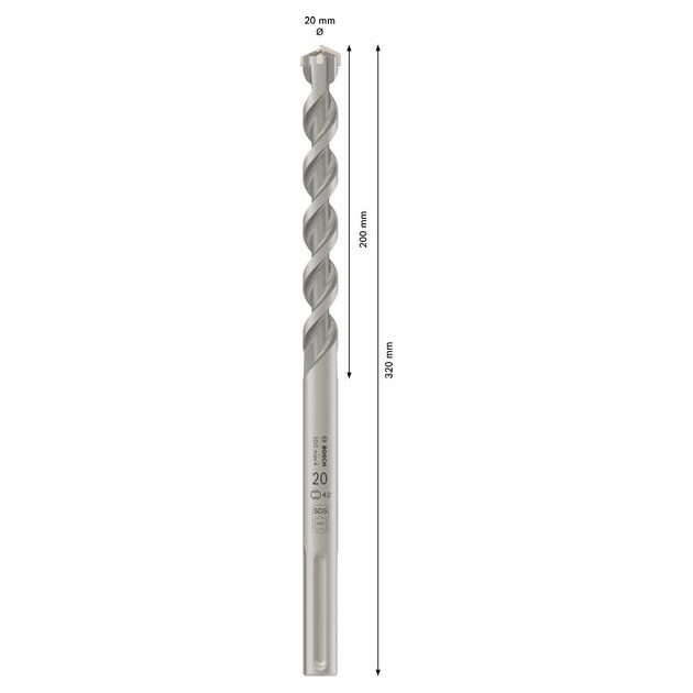 Ударне свердло PRO SDS max-4, 20 x 200 x 320 мм Bosch, фото , изображение 3 | SNABZHENIE.com.ua