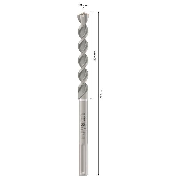 Ударне свердло PRO SDS max-4, 22 x 200 x 320 мм Bosch, фото , изображение 3 | SNABZHENIE.com.ua