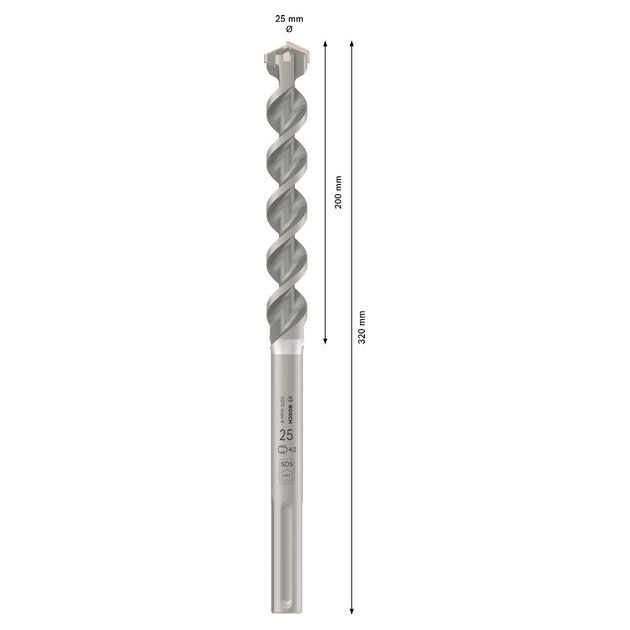 Ударне свердло PRO SDS max-4, 25 x 200 x 320 мм Bosch, фото , изображение 3 | SNABZHENIE.com.ua