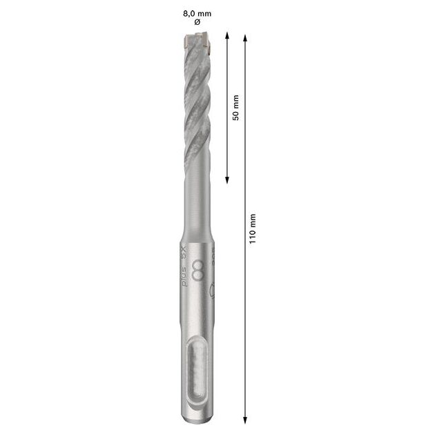 Ударне свердло PRO SDS plus-5X, 8 х 50 х 110 мм Bosch, фото , изображение 3 | SNABZHENIE.com.ua
