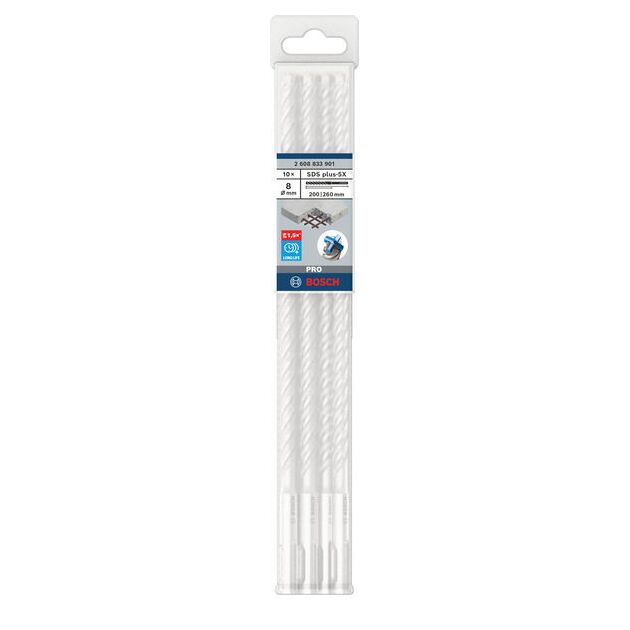 Ударне свердло PRO SDS plus-5X, 8 х 200 х 260 мм Bosch, фото , зображення 2 | SNABZHENIE.com.ua