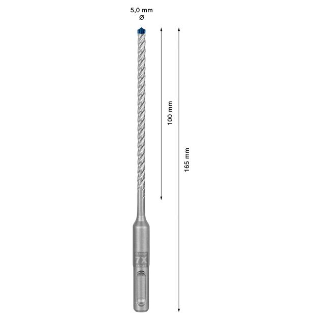 Ударне свердло EXPERT SDS plus-7X, 5 x 100 x 165 мм Bosch, фото , изображение 3 | SNABZHENIE.com.ua