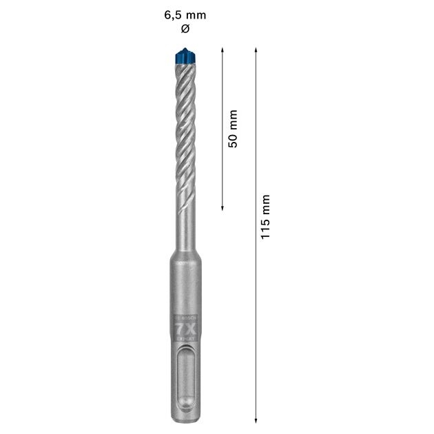 Ударне свердло EXPERT SDS plus-7X, 6,5 x 50 x 115 мм Bosch, фото , изображение 3 | SNABZHENIE.com.ua
