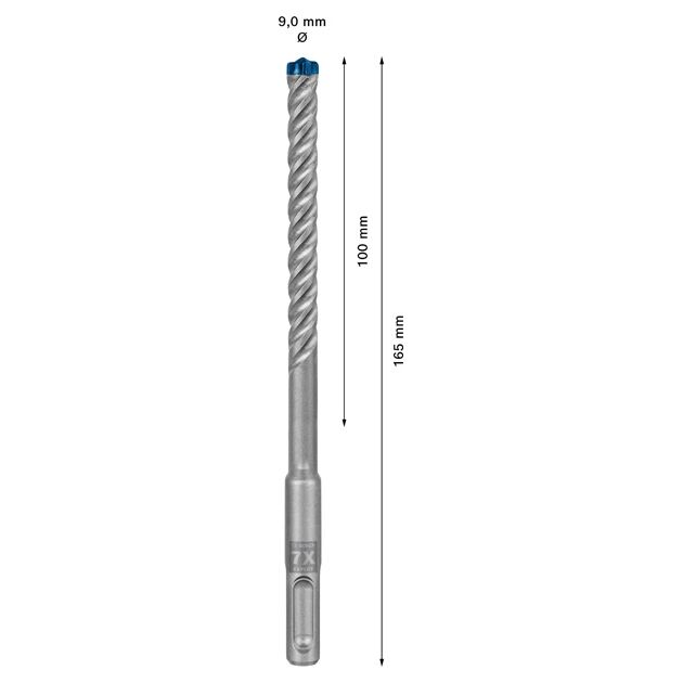 Ударне свердло EXPERT SDS plus-7X, 9 x 100 x 165 мм Bosch, фото , изображение 3 | SNABZHENIE.com.ua