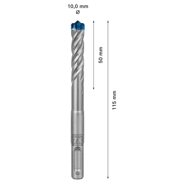 Ударне свердло EXPERT SDS plus-7X, 10 x 50 x 115 мм Bosch, фото , изображение 3 | SNABZHENIE.com.ua