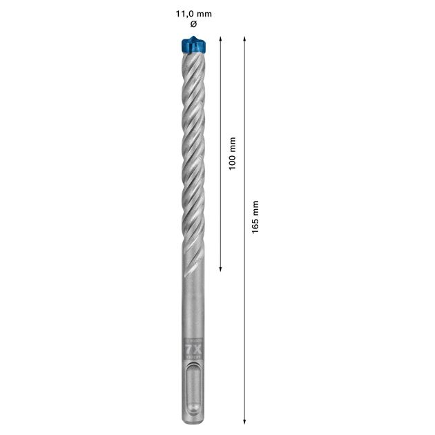 Ударне свердло EXPERT SDS plus-7X, 11 x 100 x 165 мм Bosch, фото , зображення 3 | SNABZHENIE.com.ua