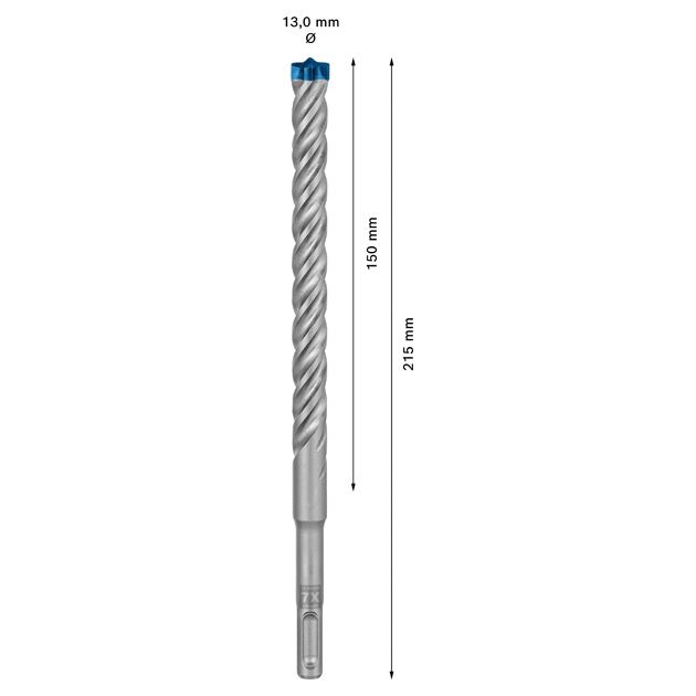 Ударне свердло EXPERT SDS plus-7X, 13 x 150 x 215 мм Bosch, фото , изображение 3 | SNABZHENIE.com.ua