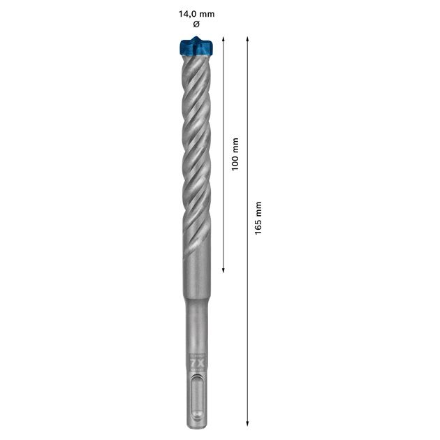 Ударне свердло EXPERT SDS plus-7X, 14 x 100 x 165 мм Bosch, фото , зображення 3 | SNABZHENIE.com.ua