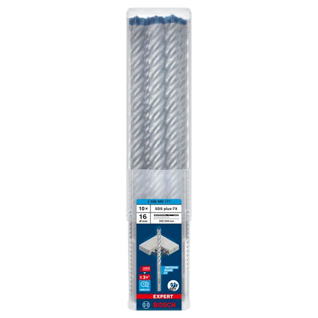 Ударне свердло EXPERT SDS plus-7X, 16 x 200 x 265 мм, 10 шт. Bosch, фото , изображение 2 | SNABZHENIE.com.ua