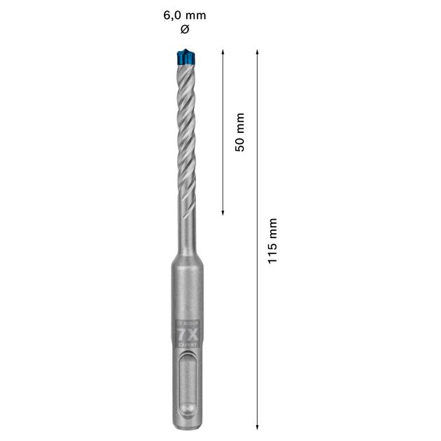 Ударне свердло EXPERT SDS plus-7X, 6 x 50 x 115 мм, 30 шт. Bosch, фото , изображение 3 | SNABZHENIE.com.ua