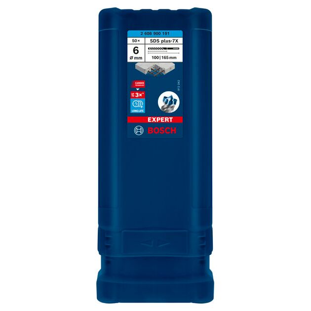 Ударне свердло EXPERT SDS plus-7X, 6 x 100 x 165 мм, 50 шт. Bosch, фото , изображение 2 | SNABZHENIE.com.ua
