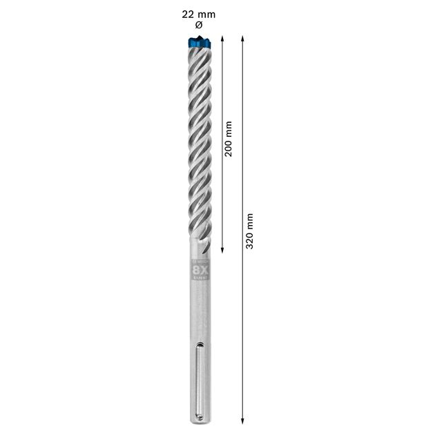 Ударне свердло EXPERT SDS max-8X, 22 x 200 x 320 мм Bosch, фото , зображення 4 | SNABZHENIE.com.ua