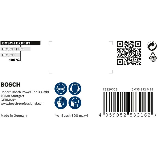 Ударне свердло EXPERT SDS max-8X, 25 x 600 x 720 мм Bosch, фото , зображення 3 | SNABZHENIE.com.ua