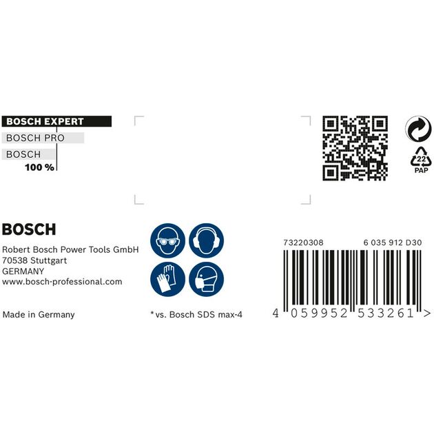 Ударне свердло EXPERT SDS max-8X, 30 x 200 x 320 мм Bosch, фото , зображення 3 | SNABZHENIE.com.ua