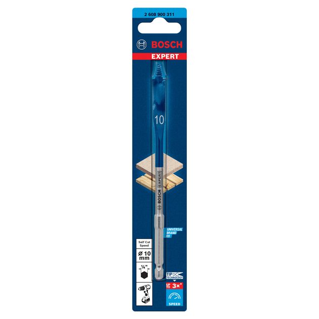 Перове свердло EXPERT Self Cut Speed Spade, 10 x 152 мм Bosch, фото , изображение 2 | SNABZHENIE.com.ua