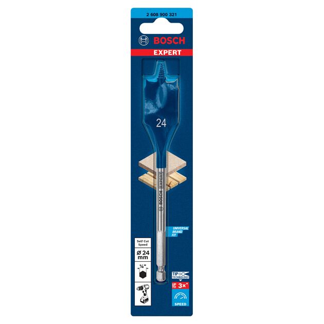 Перове свердло EXPERT Self Cut Speed Spade, 24 x 152 мм Bosch, фото , изображение 2 | SNABZHENIE.com.ua