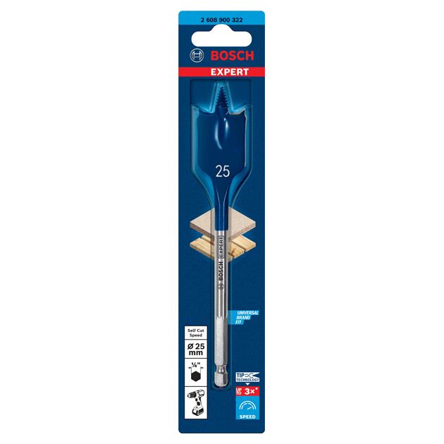 Перове свердло EXPERT Self Cut Speed Spade, 25 x 152 мм Bosch, фото , изображение 2 | SNABZHENIE.com.ua