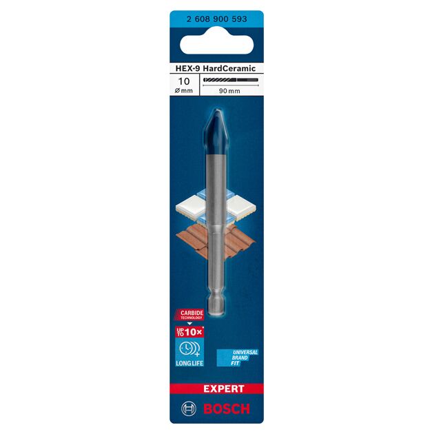 Свердло EXPERT HEX-9 HardCeramic, 10 x 90 мм Bosch, фото , изображение 2 | SNABZHENIE.com.ua