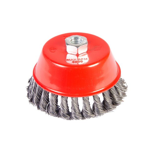 Щетка торцевая MASTERTOOL 125 мм из плетеной проволоки М14 19-7012, фото  | SNABZHENIE.com.ua