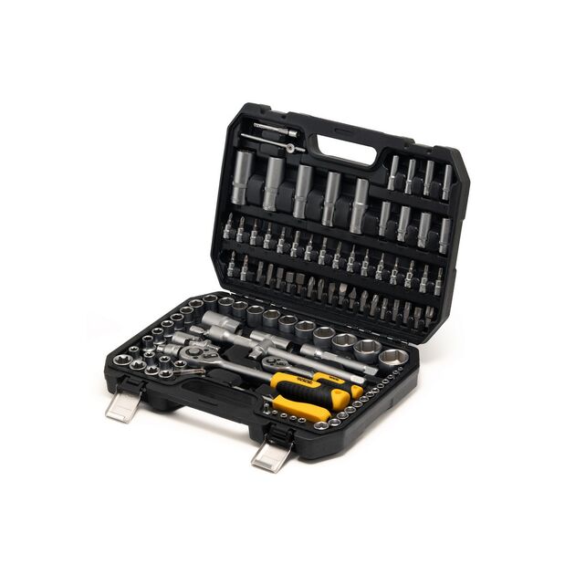Набор насадок MASTERTOOL CrV 1/4 и 1/2, трещотка 72Т, 108 шт, кейс, фото  | SNABZHENIE.com.ua