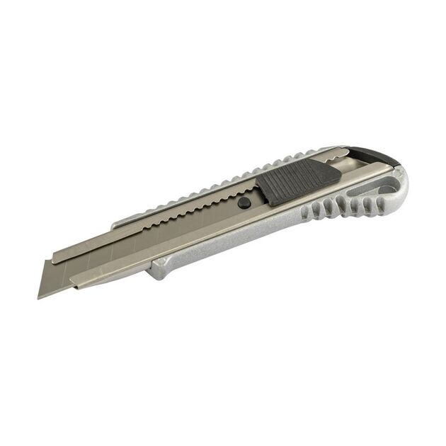 Нож MASTERTOOL 18 мм металлический с направляющей и фиксатором 17-0128, фото  | SNABZHENIE.com.ua