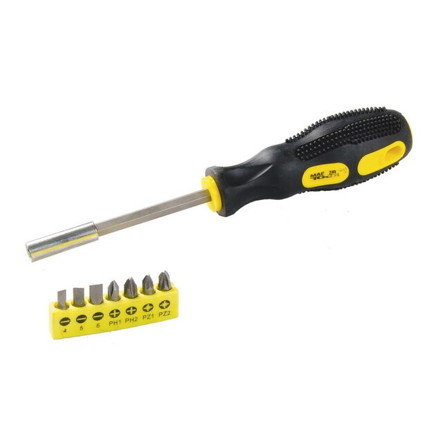 Отвертка магнитная MASTERTOOL 250 мм 7-в-1 PH1-2/SL4-5-6/PZ1-2 25 мм 40-0142, фото  | SNABZHENIE.com.ua