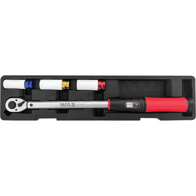 Ключ динамометричний до колісних болтів YATO з квадр 1/2", F= 40-220 Нм, l= 515 мм з головками, 4 ел, фото  | SNABZHENIE.com.ua