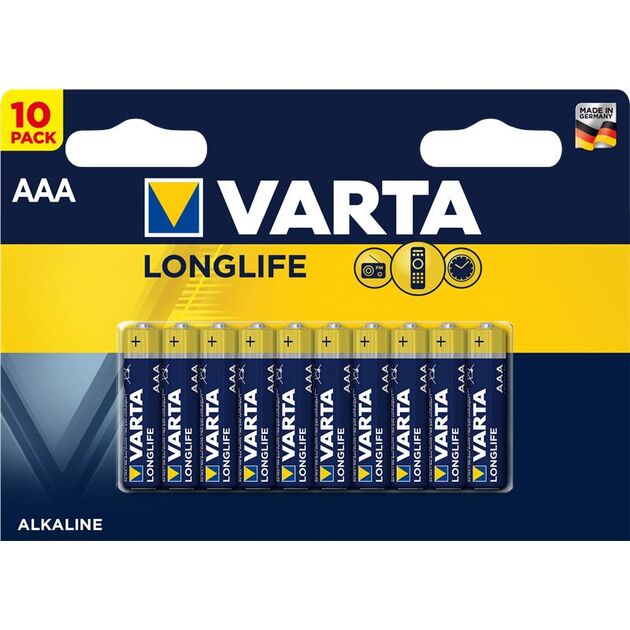 Батарейка Varta Longlife лужна AAA блістер, 10 шт, фото  | SNABZHENIE.com.ua