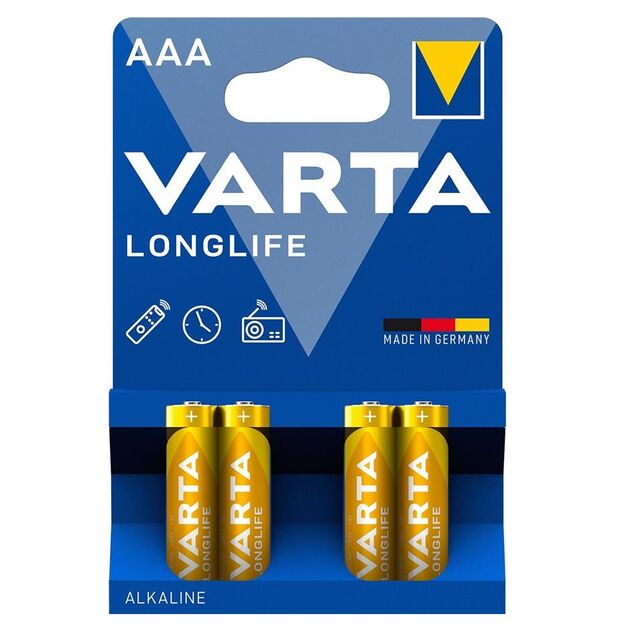 Батарейка Varta Longlife лужна AAA блістер, 4 шт, фото , зображення 2 | SNABZHENIE.com.ua