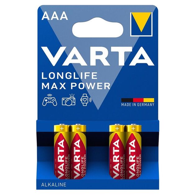Батарейка Varta Longlife Max Power лужна AAA блістер, 4 шт, фото , зображення 2 | SNABZHENIE.com.ua