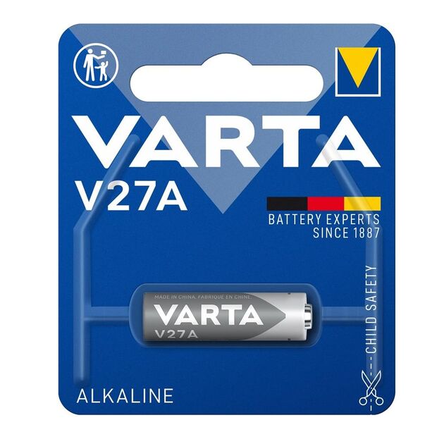 Батарейка Varta лужна V27 A (MN27, 27А, GP27A, L828) блістер, 1 шт, фото , изображение 2 | SNABZHENIE.com.ua