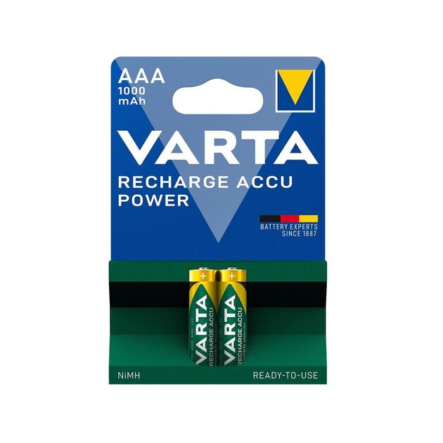 Акумулятор Varta NI-MH Power AAA 1000мА•г, 2шт, фото , зображення 2 | SNABZHENIE.com.ua