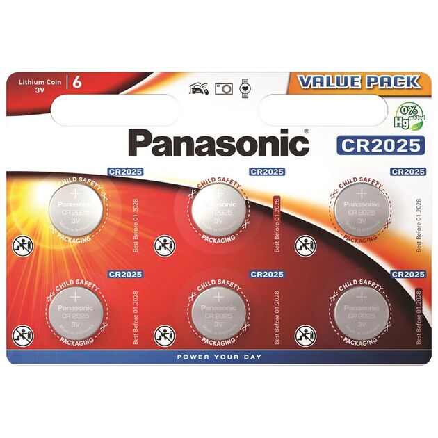 Батарейка Panasonic літієва CR2025 блістер, 6 шт., фото , зображення 2 | SNABZHENIE.com.ua